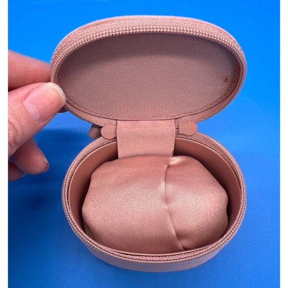 Prada Luxury Oval Jewelry Case Soft Blush Polyester Zippered Storage Box - Picture 3 of 5